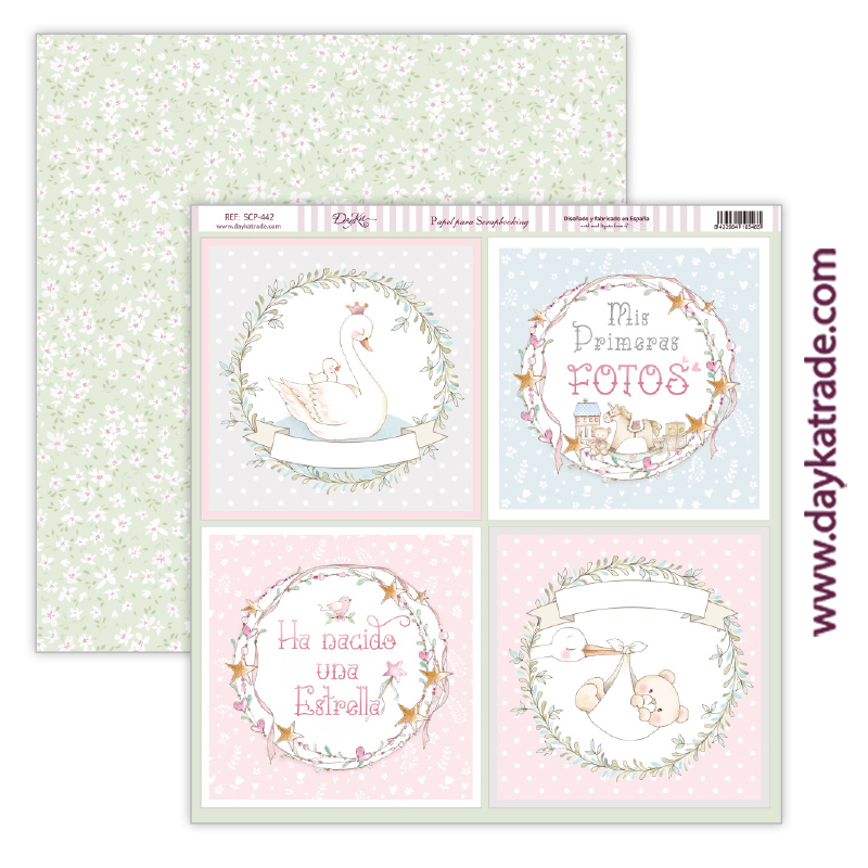 Papel scrap bebé niña – colección “Ha nacido una estrella” Art.-Nr. SCP-442