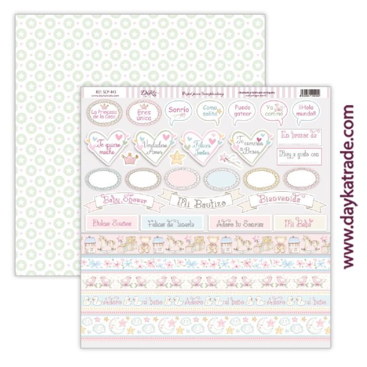 Papel scrap bebé niña – colección “Ha nacido una estrella” Art.-Nr. SCP-443