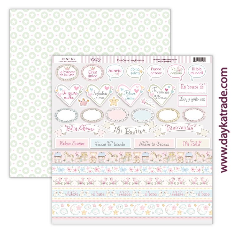 Papel scrap bebé niña – colección “Ha nacido una estrella” Art.-Nr. SCP-443