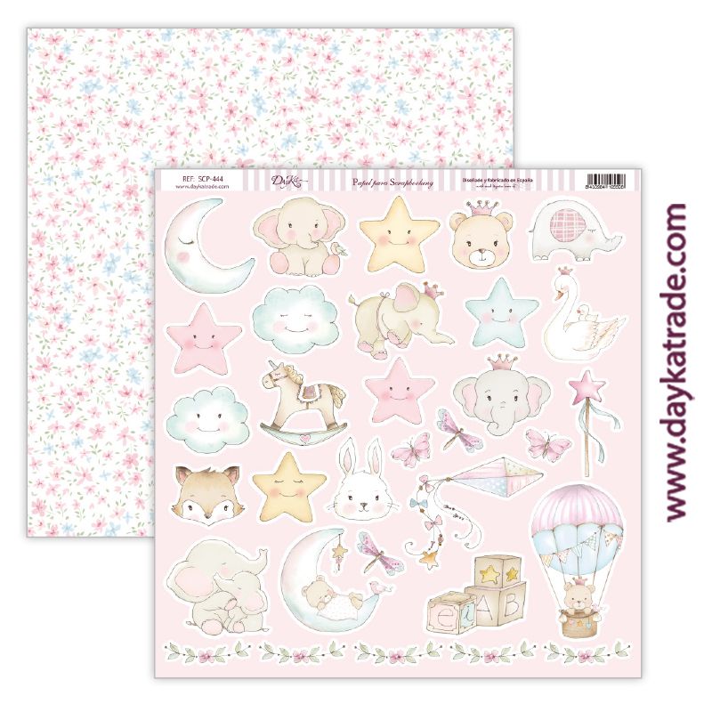 Papel scrap bebé niña – colección “Ha nacido una estrella” Art.-Nr. SCP-444