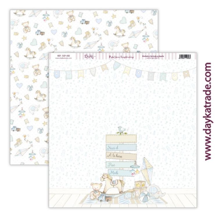 Papel scrap bebé niño – colección “Ha nacido una estrella” Art.-Nr. SCP-450