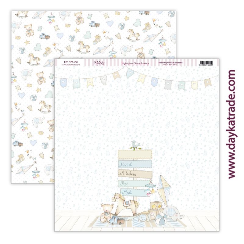 Papel scrap bebé niño – colección “Ha nacido una estrella” Art.-Nr. SCP-450