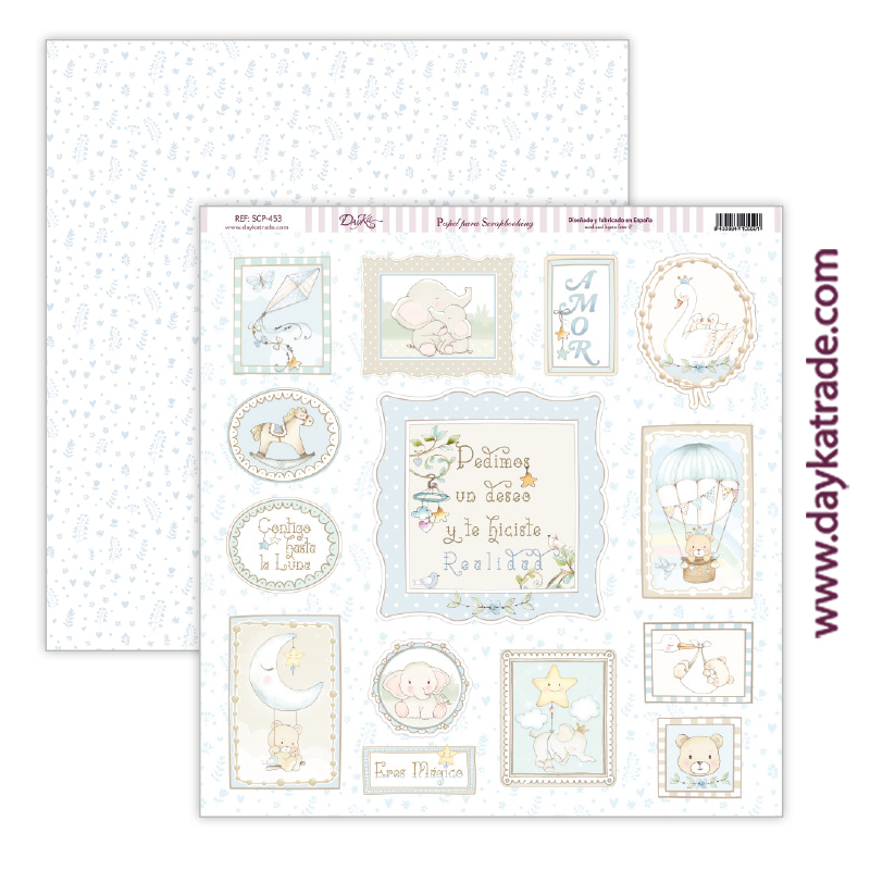 Papel scrap bebé niño – colección “Ha nacido una estrella” Art.-Nr. SCP-453