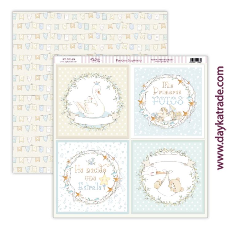 Papel scrap bebé niño – colección “Ha nacido una estrella” Art.-Nr. SCP-454