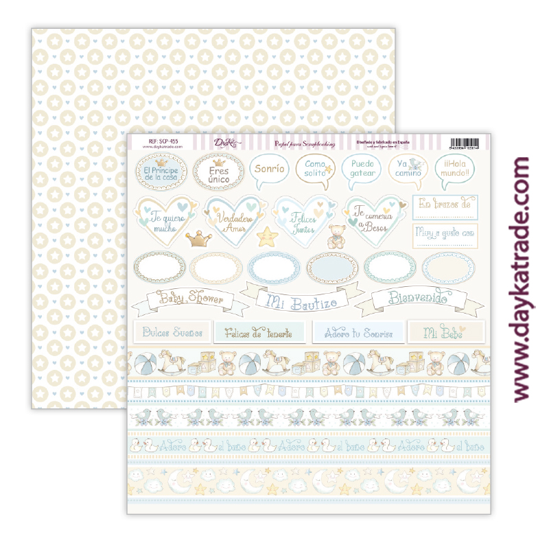 Papel scrap bebé niño – colección “Ha nacido una estrella” Art.-Nr. SCP-455