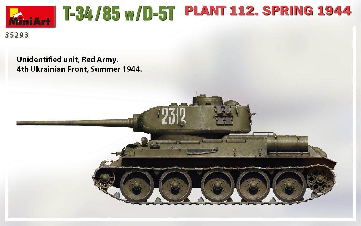 1:35 MiniArt T-34-85 w/D-5T Plant 112 Spring 44 Art.-Nr. 35293
