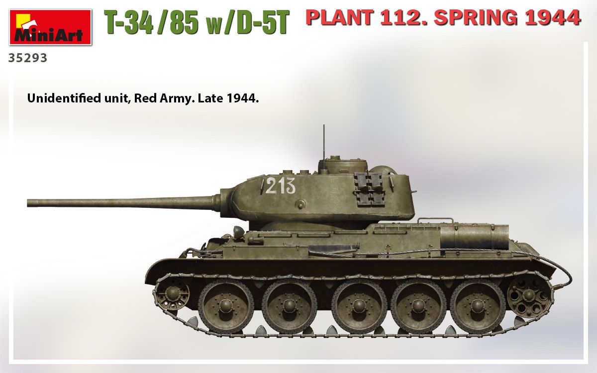 1:35 MiniArt T-34-85 w/D-5T Plant 112 Spring 44 Art.-Nr. 35293