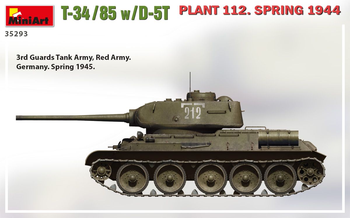 1:35 MiniArt T-34-85 w/D-5T Plant 112 Spring 44 Art.-Nr. 35293
