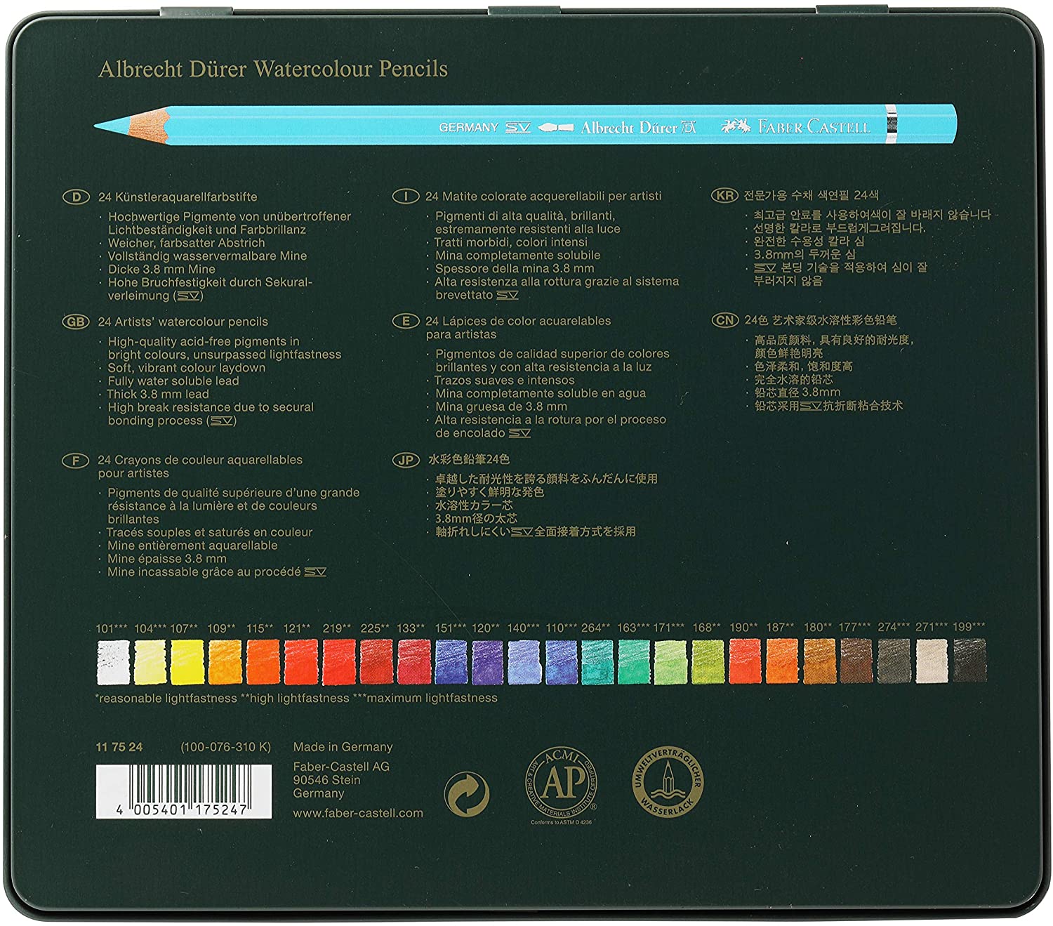 Caja Lápices Acuarelables Albrecht Dürer 24 colores Faber-Castell Art.-Nr. 117524
