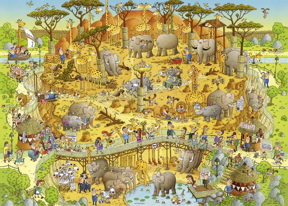 Heye Puzzle 1000 African Habitat – Funky Zoo Art.-Nr. 29639