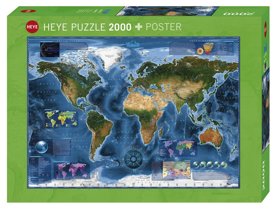 Heye Puzzle 2000 Satellite Map – Map Art Art.-Nr. 29797