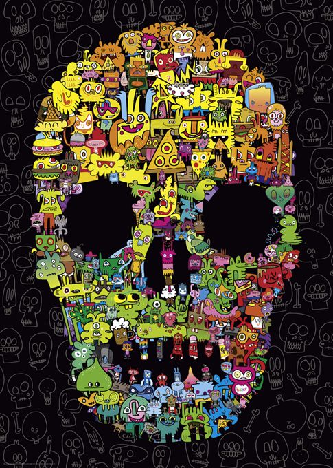 HEYE Puzzle 1000 Doodle Skull Art.-Nr. 29850