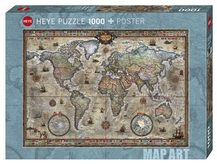 Heye Puzzle 1000 Retro World – Map Art Art.-Nr. 29871