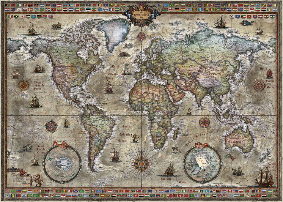 Heye Puzzle 1000 Retro World – Map Art Art.-Nr. 29871