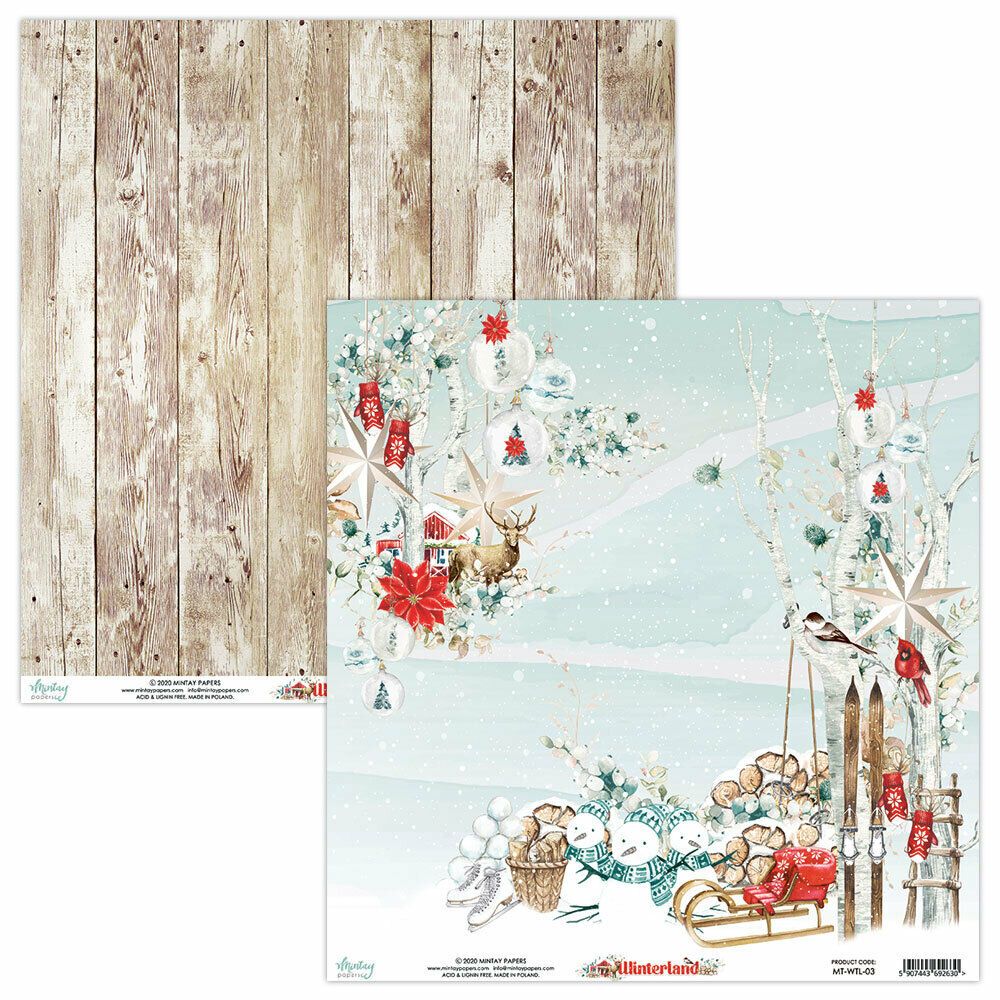 Colección Papeles Scrap, Winterland , Mintay