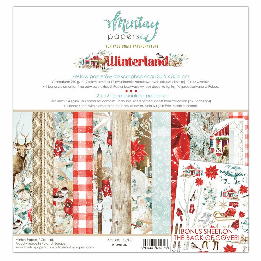 Colección Papeles Scrap, Winterland , Mintay