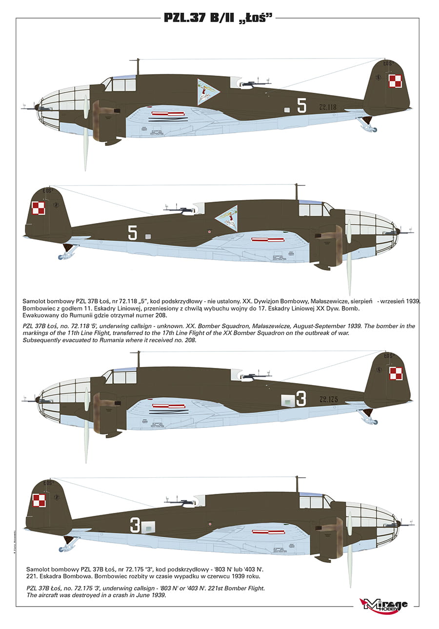 1:48 Bombardero PZL.37 B / II ŁOS Art.-Nr. 481310