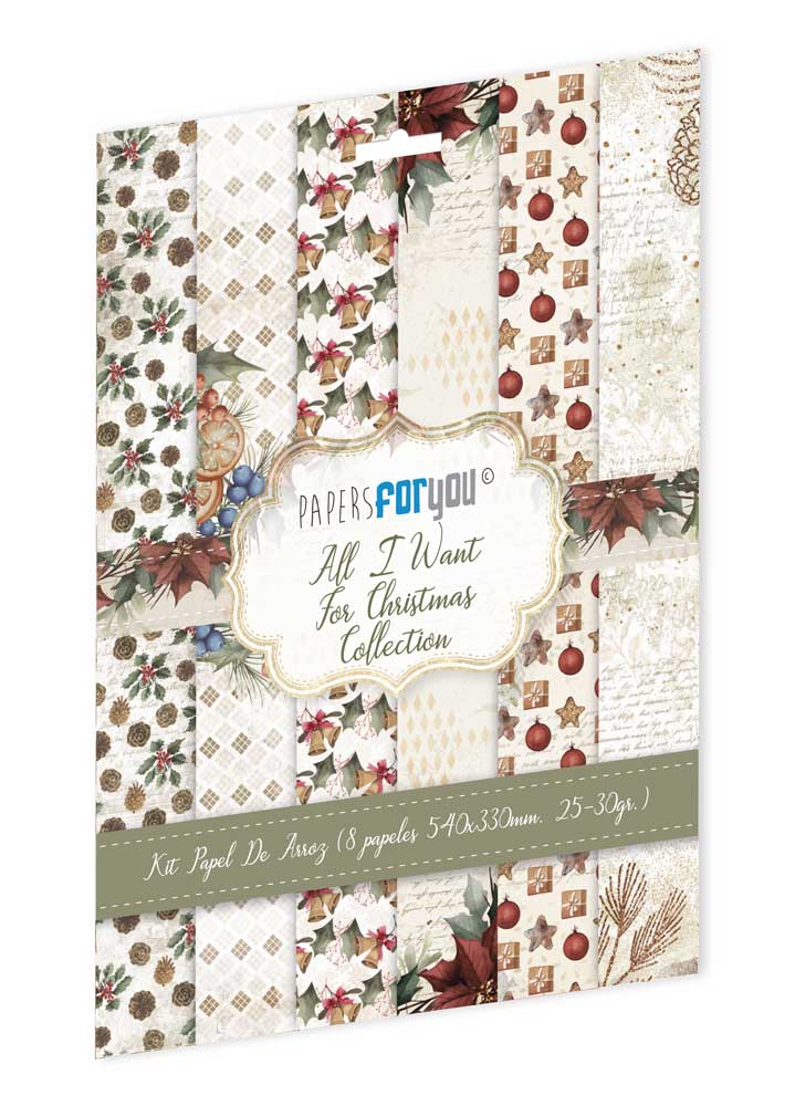 Colección 8 Papeles Arroz 54×33 cm – All I Want for Christmas Art.-Nr. PFY-10849