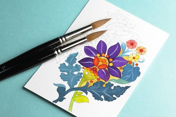 Postcard Colouring Book Floral Still Life Art.-Nr. 6044