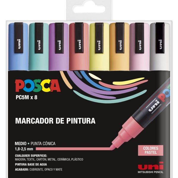 Estuche 8 Colores Pastel Rotuladores Posca Art.-Nr. PC5M/8C Pastel