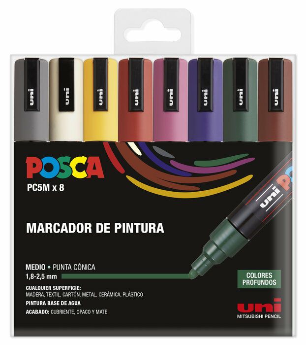 Estuche 8 Colores Profundos Rotuladores Posca Art.-Nr. PC5M/8C Oscuro