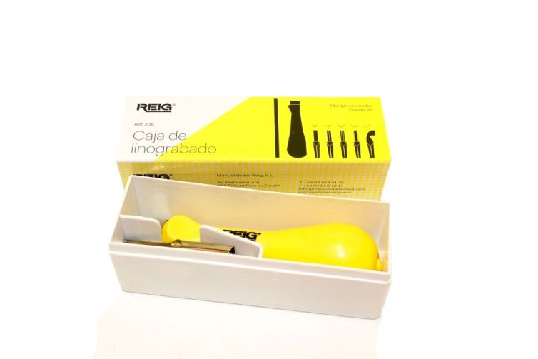 Linóleo – Cajita para linóleo con mango y 5 plumillas Art.-Nr. 208-00