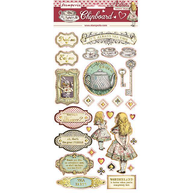 Chipboard cm. 15×30 – Alice Gold printing