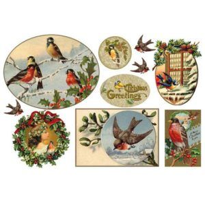 Papel de Arroz -48x33- Merry Christmas pajaritos
