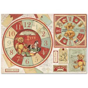 Papel de Arroz cm. 48x33 - Teddy Bear watch