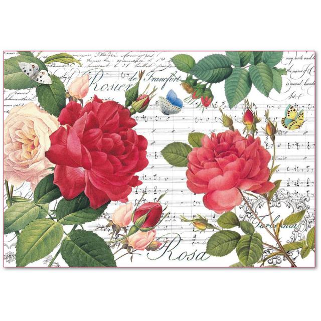 Papel de Arroz cm. 48×33 – Red roses and music