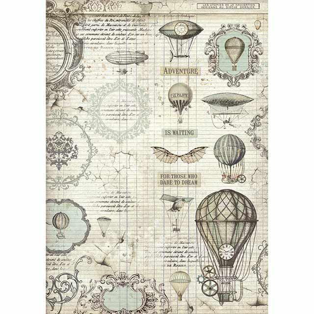 Papel de arroz A3 Voyages Fantastiques globo