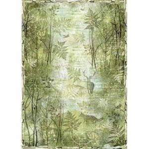 Papel de arroz A3 Floresta verde