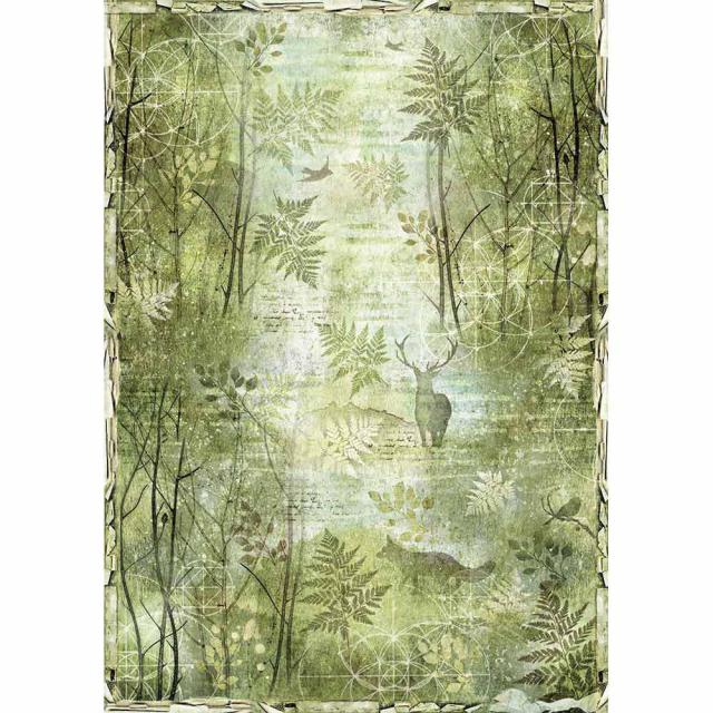 Papel de arroz A3 Floresta verde