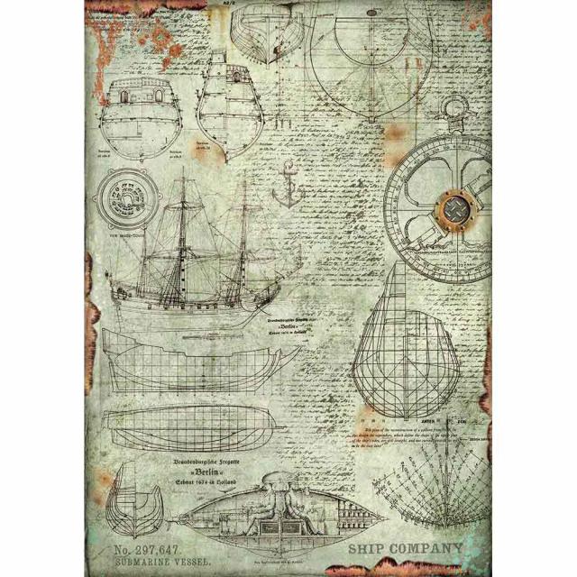 Papel de arroz A3 Proyecto del Barco del Mundo Marino