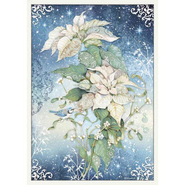 Papel de arroz A3 Poinsettia blanco