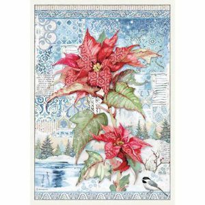 Papel de arroz A3 Poinsettia rojo