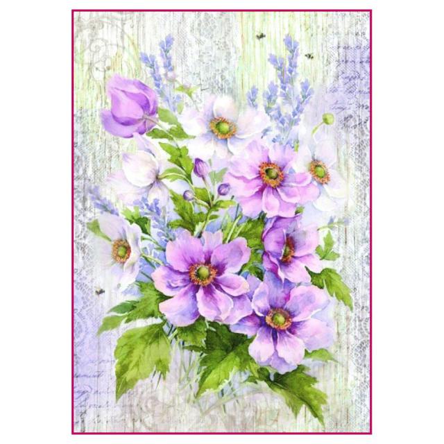 Papel de arroz A4 Bouquet Lila