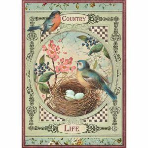 Papel de arroz A4 Country life Birds