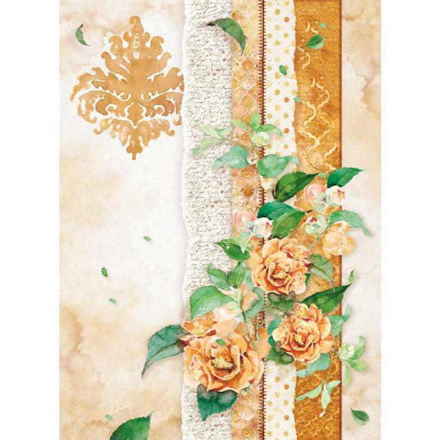 Papel de arroz A4 Flowers for you Ocre Art.-Nr. DFSA4416