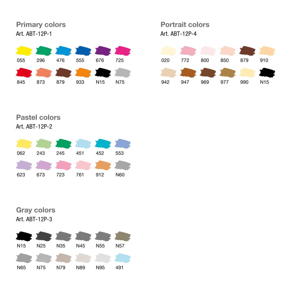 Tombow 12 ABT Dual Brush Pens – Primary Colors Art.-Nr. ABT-12P-1