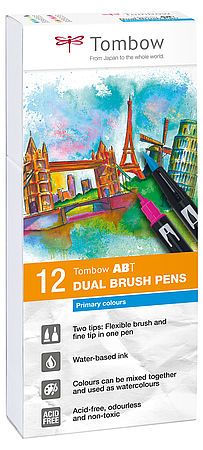 Tombow 12 ABT Dual Brush Pens – Primary Colors Art.-Nr. ABT-12P-1