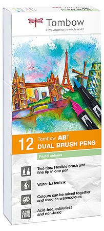 Tombow 12 ABT Dual Brush Pens – Pastel Colors Art.-Nr. ABT-12P-2