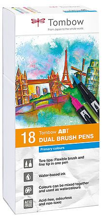 Tombow 18 ABT Dual Brush Pens – Primary Colors Art.-Nr. ABT-18P-1