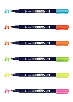 Tombow 6 Fudenosuke Punta Flexible Neon Art.-Nr. WS-BH-6P