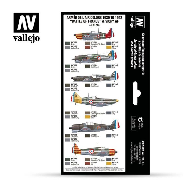 Set Armée de l’Air colors 1939 to 1942 “Battle of France” & Vichy AF Art.-Nr. 71.626