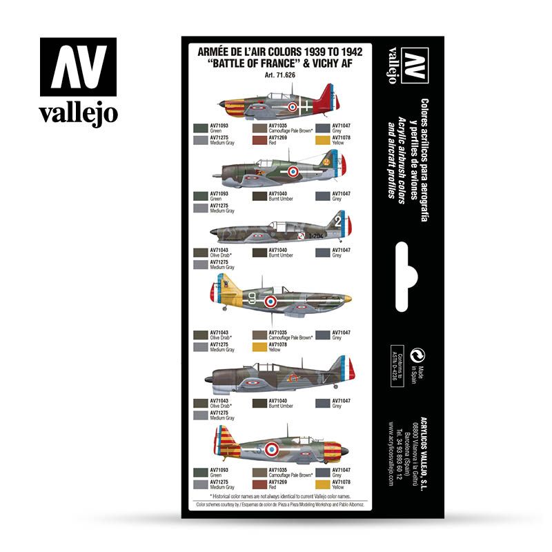 Set Armée de l’Air colors 1939 to 1942 “Battle of France” & Vichy AF Art.-Nr. 71.626