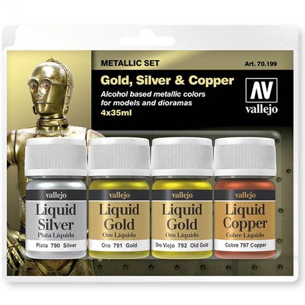 Set 4 Liquid Gold Oro, Plata Y Cobre 35ml Art.-Nr. 70.199
