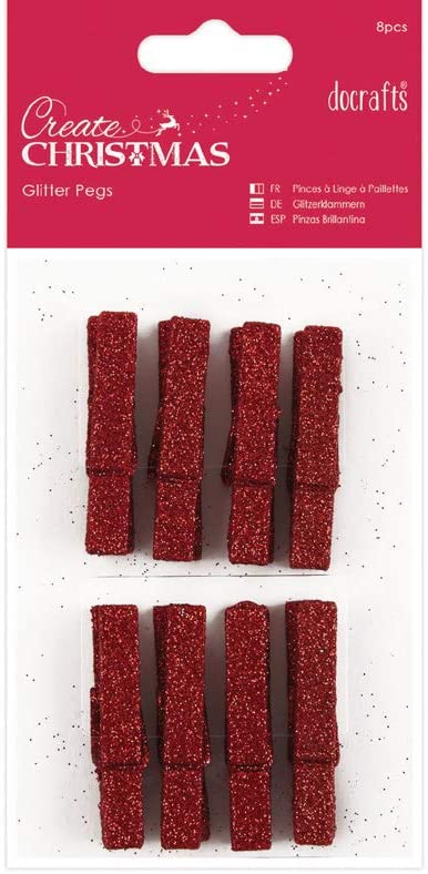 Pinzas con Purpurina (8 pzas.) – Rojo Art.-Nr. PMA 174926