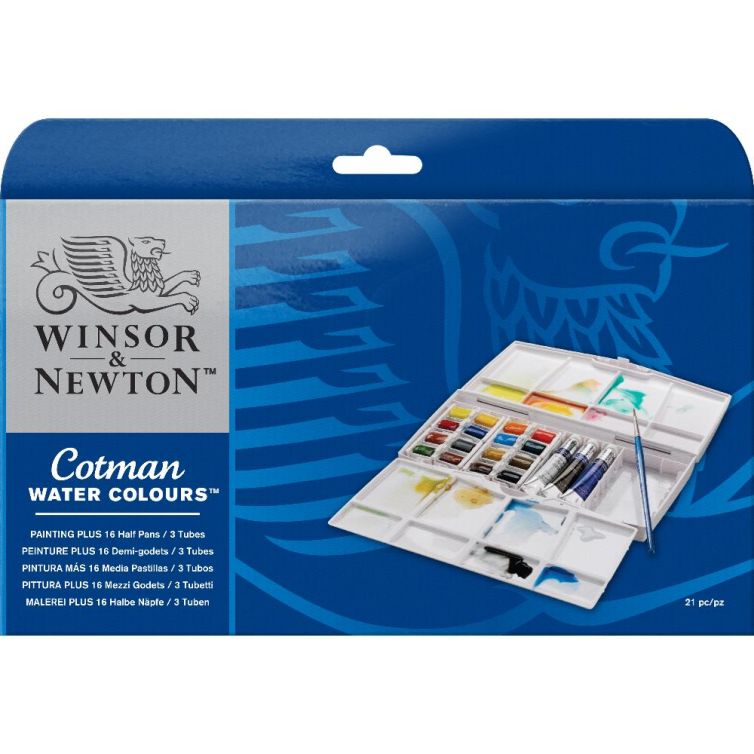 Caja Acuarela Cotman 16 medio godets + 3 tubos Winsor & Newton Art.-Nr. 0390375