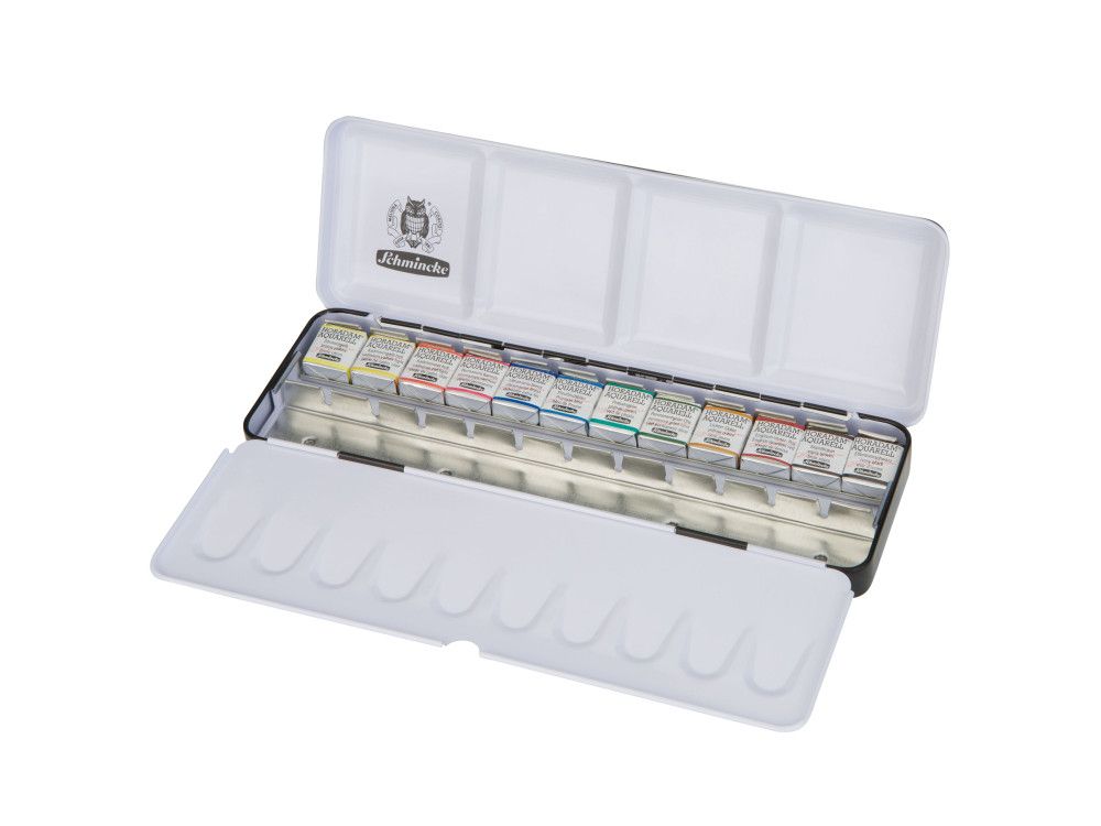 schmincke caja de metal acuarelas horadam® en estuche de cuero art. nr. 74 641 097